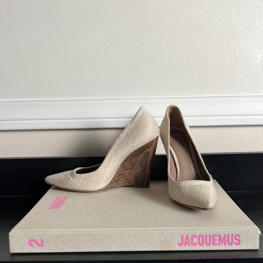 Burberry ivory snake skin wedge heels